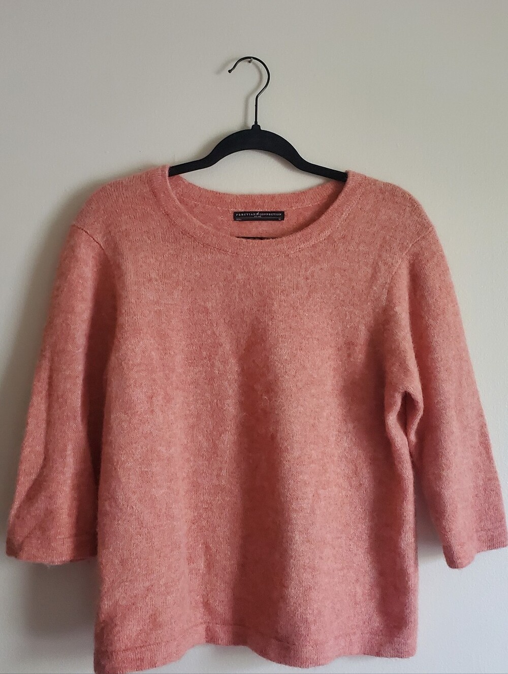 Peruvian Connection Baby Alpaca Blend Sweater Coral Size XL